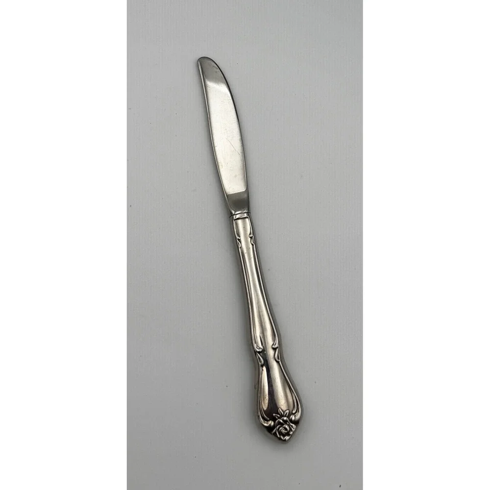 Oneida Arbor Rose Stainless Hollow Dinner Knife 1881 Rogers Great Condition